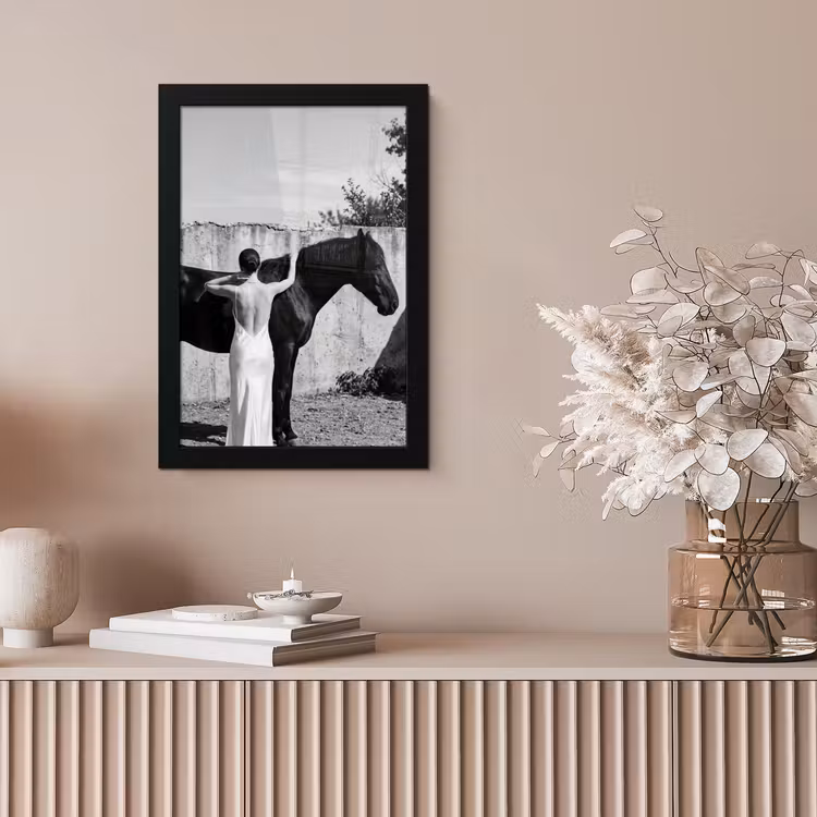 Vrouw - Paard - Artistiek fotolijst zwart zonder passe partout klein -sfeer5