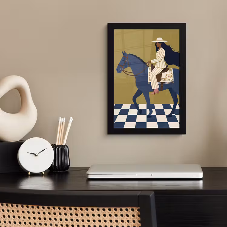 Vrouw - Paard - Rijden - Modern - Abstract fotolijst zwart zonder passe partout klein -sfeer1