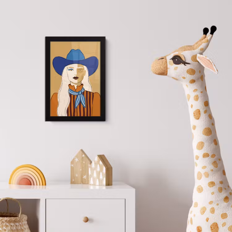 Vrouw - Portret - Abstract - Kleurrijk - Modern fotolijst zwart zonder passe partout klein -usfeer4_kinderkamer