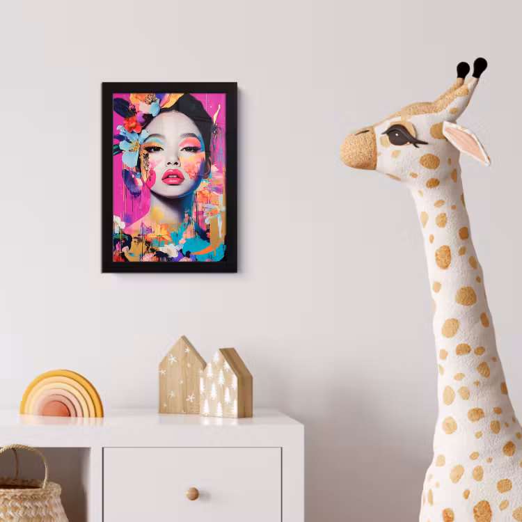 Vrouw - Portret - Abstract - Paars fotolijst zwart zonder passe partout klein -usfeer4_kinderkamer