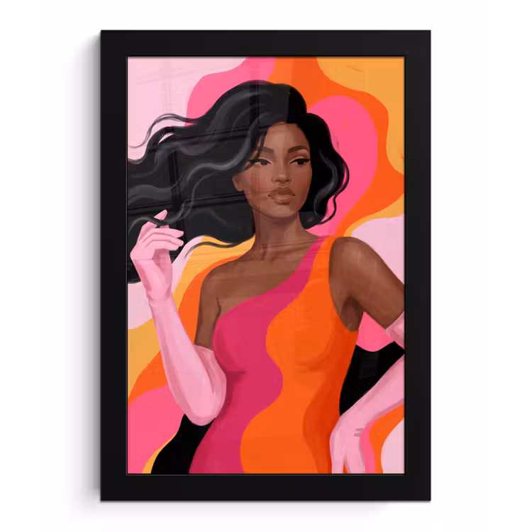 Vrouw - Portret - Kleurrijk - Modern - Kunst fotolijst zwart zonder passe partout klein -3d