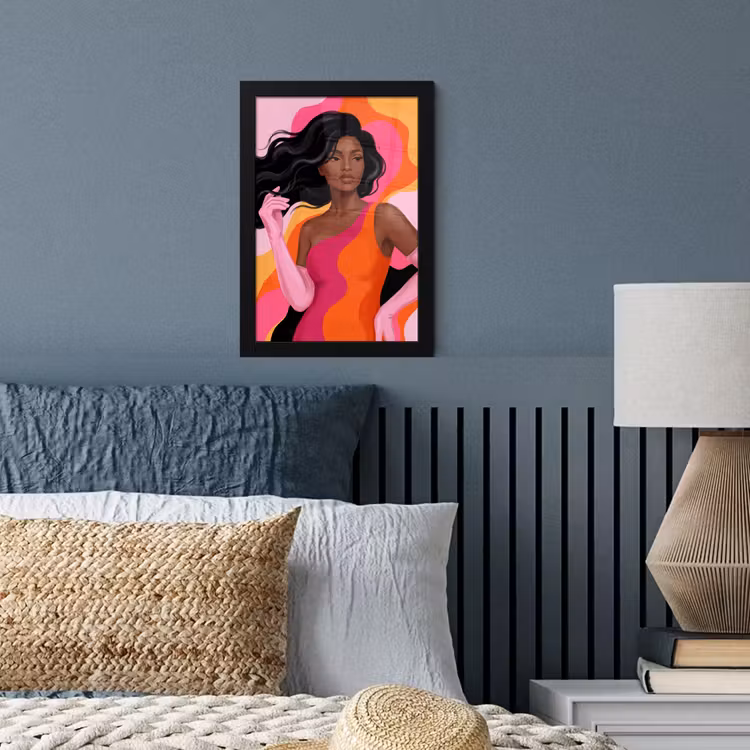 Vrouw - Portret - Kleurrijk - Modern - Kunst fotolijst zwart zonder passe partout klein -sfeer3