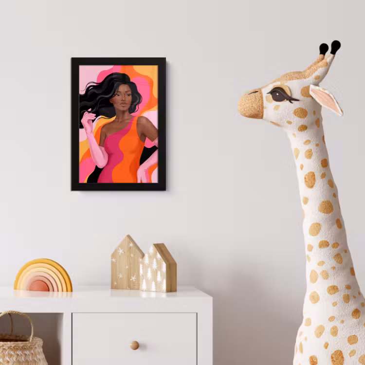 Vrouw - Portret - Kleurrijk - Modern - Kunst fotolijst zwart zonder passe partout klein -usfeer4_kinderkamer