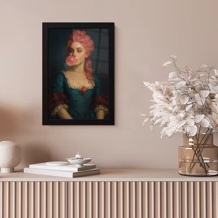 Vrouw - Portret - Kauwgombel fotolijst zwart zonder passe partout klein -sfeer5