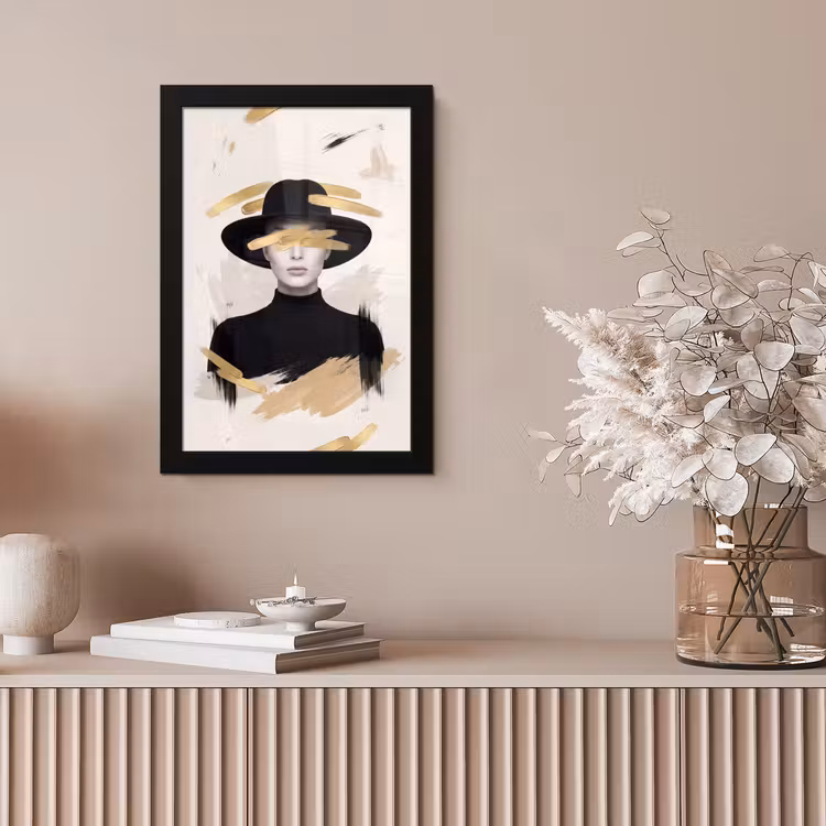 Vrouw - Portret - Modern - Goud - Kunst fotolijst zwart zonder passe partout klein -sfeer5