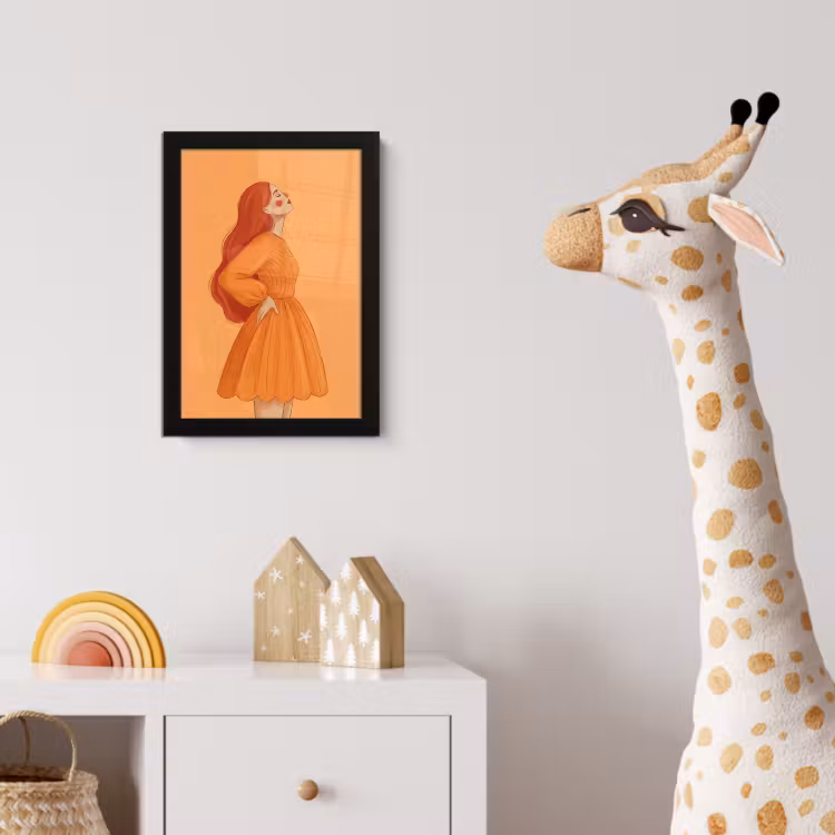 Vrouw - Profiel - Mensen - Modern - Oranje fotolijst zwart zonder passe partout klein -usfeer4_kinderkamer