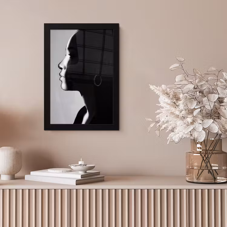 Vrouw - Profiel - Mensen - Zwart-wit fotolijst zwart zonder passe partout klein -sfeer5