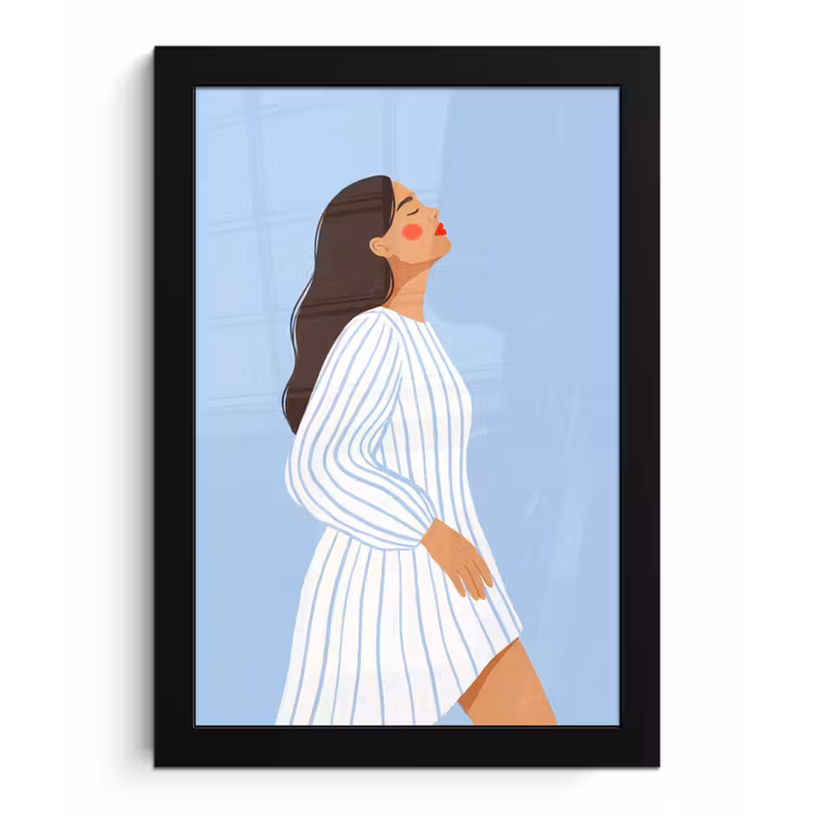 Vrouw - Profiel - Rust - Modern - Illustratie fotolijst zwart zonder passe partout klein -3d