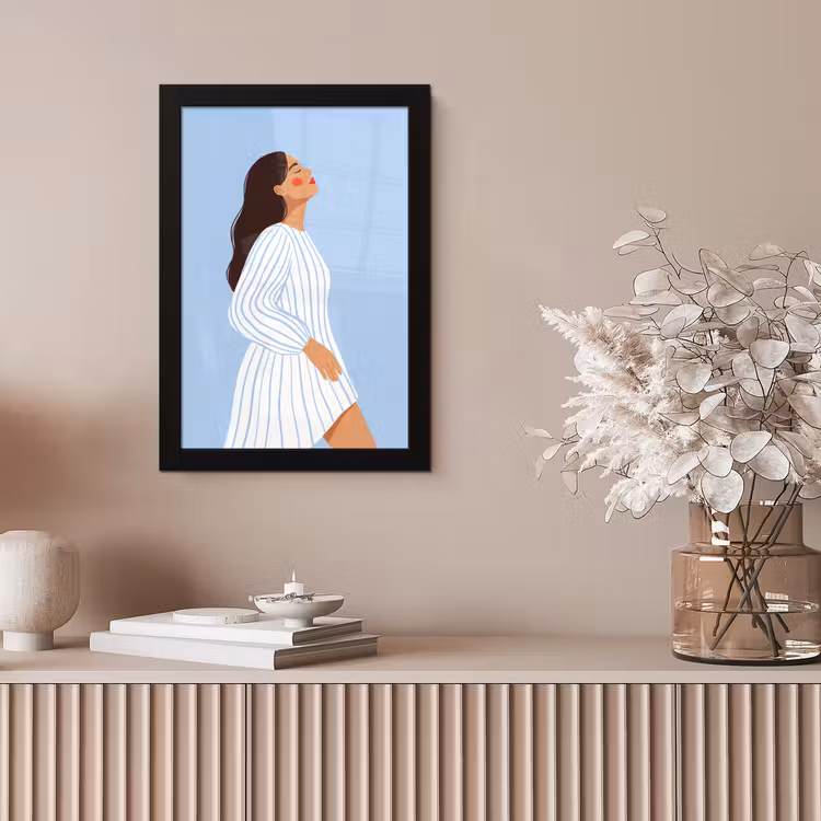 Vrouw - Profiel - Rust - Modern - Illustratie fotolijst zwart zonder passe partout klein -sfeer5