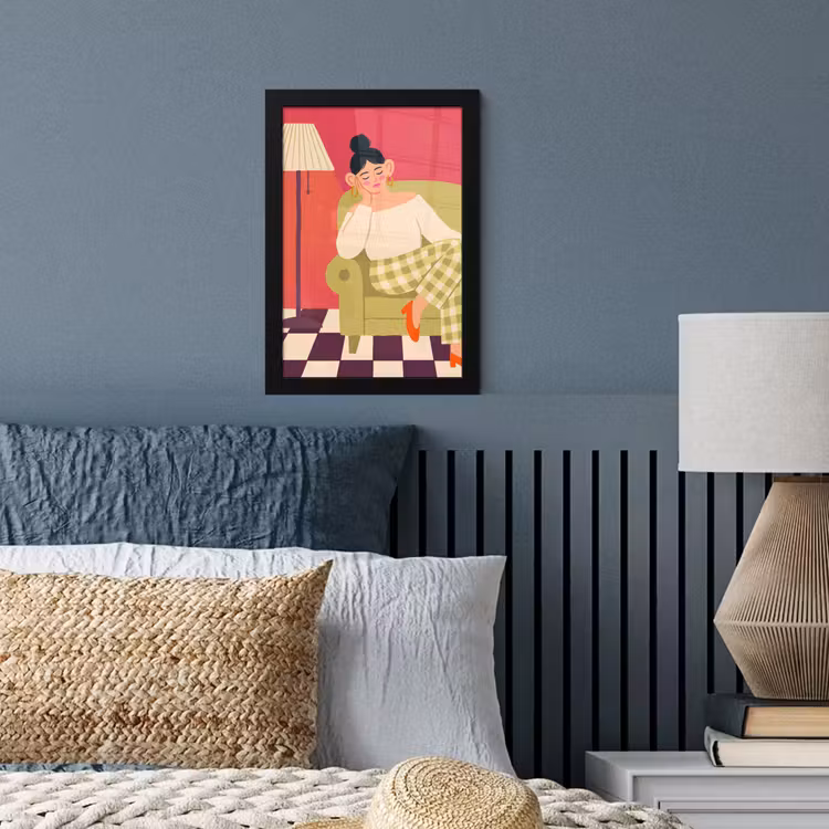 Vrouw - Rust - Interieur - Modern - Kunst fotolijst zwart zonder passe partout klein -sfeer3