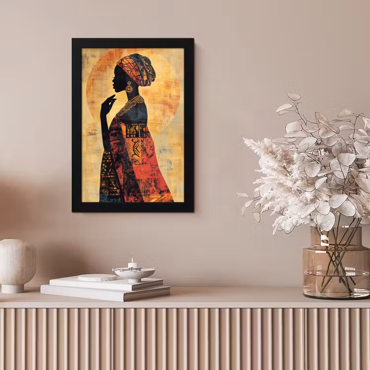 Vrouw - Silhouet - Patronen - Sierlijk fotolijst zwart zonder passe partout klein -sfeer5
