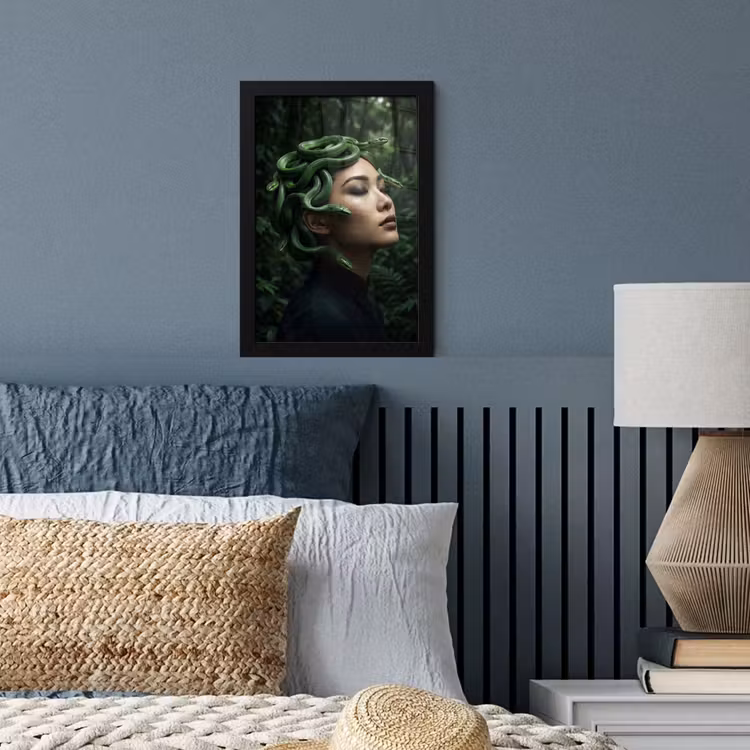 Vrouw - Slang - Natuur - Mystiek - Groen fotolijst zwart zonder passe partout klein -sfeer3