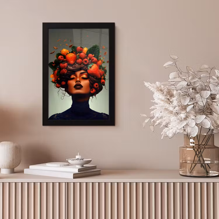 Vrouw - Chocolade - Frambozen - Aardbeien - Koekjes fotolijst zwart zonder passe partout klein -sfeer5