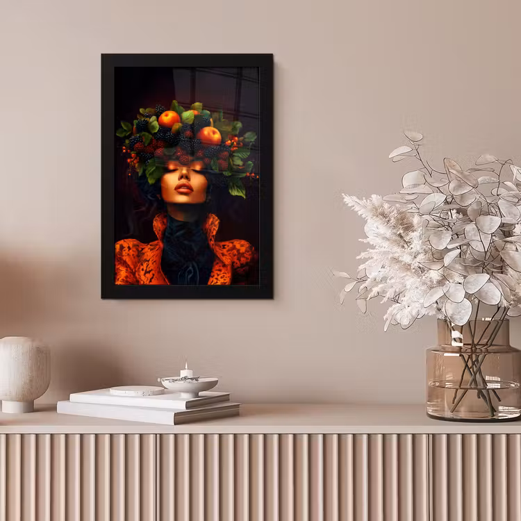 Vrouw - Zwart - Bessen - Bramen - Appels fotolijst zwart zonder passe partout klein -sfeer5
