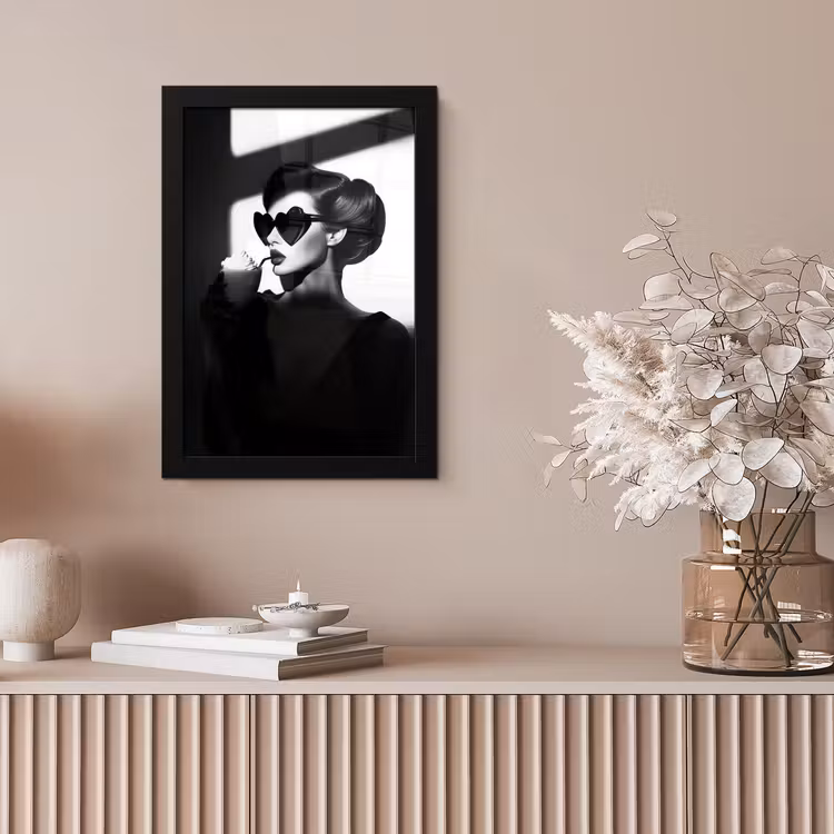 Vrouw - Zwart - Hart fotolijst zwart zonder passe partout klein -sfeer5