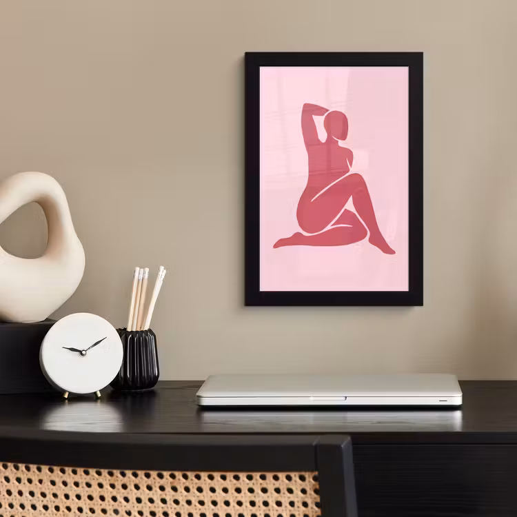 Vrouw - Silhouet - Abstract - Modern - Roze fotolijst zwart zonder passe partout klein -sfeer1