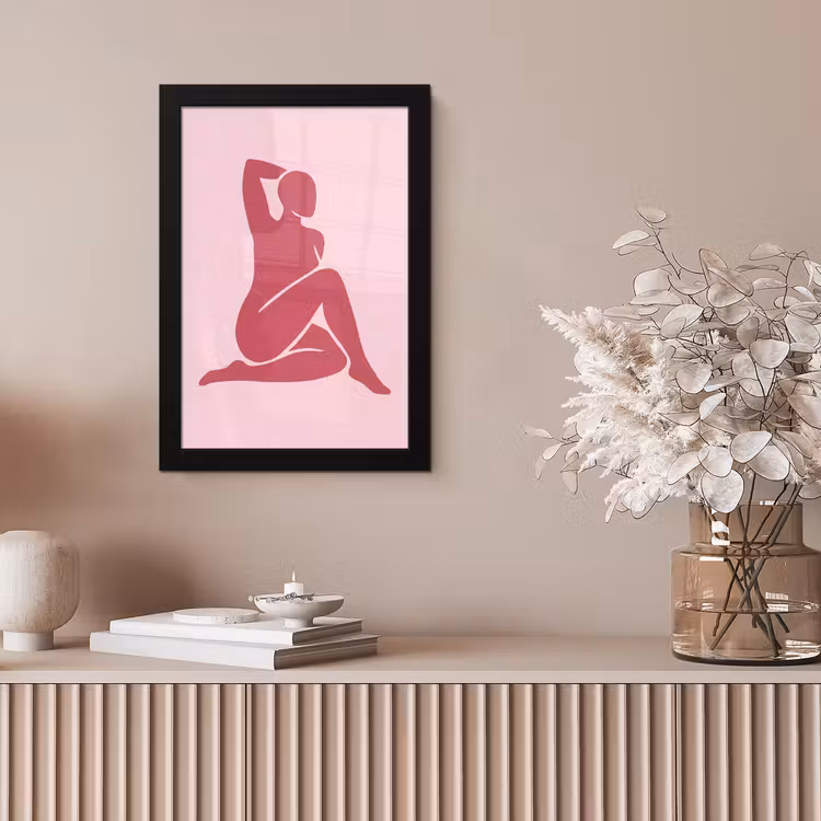 Vrouw - Silhouet - Abstract - Modern - Roze fotolijst zwart zonder passe partout klein -sfeer5