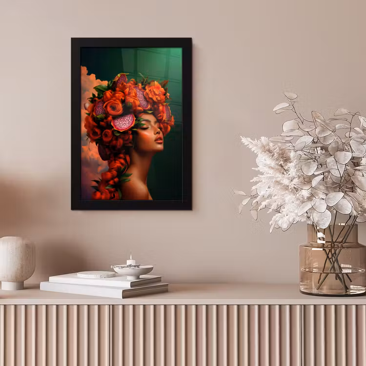 Vrouw - Drankenfruit - Rozen fotolijst zwart zonder passe partout klein -sfeer5