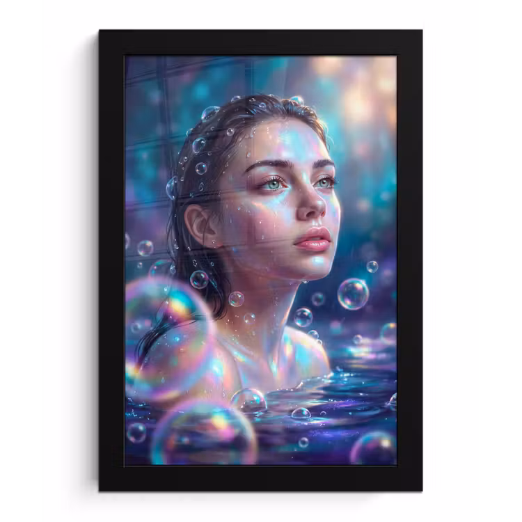Vrouw - Water - Portret - Kleurrijk - Modern fotolijst zwart zonder passe partout klein -3d
