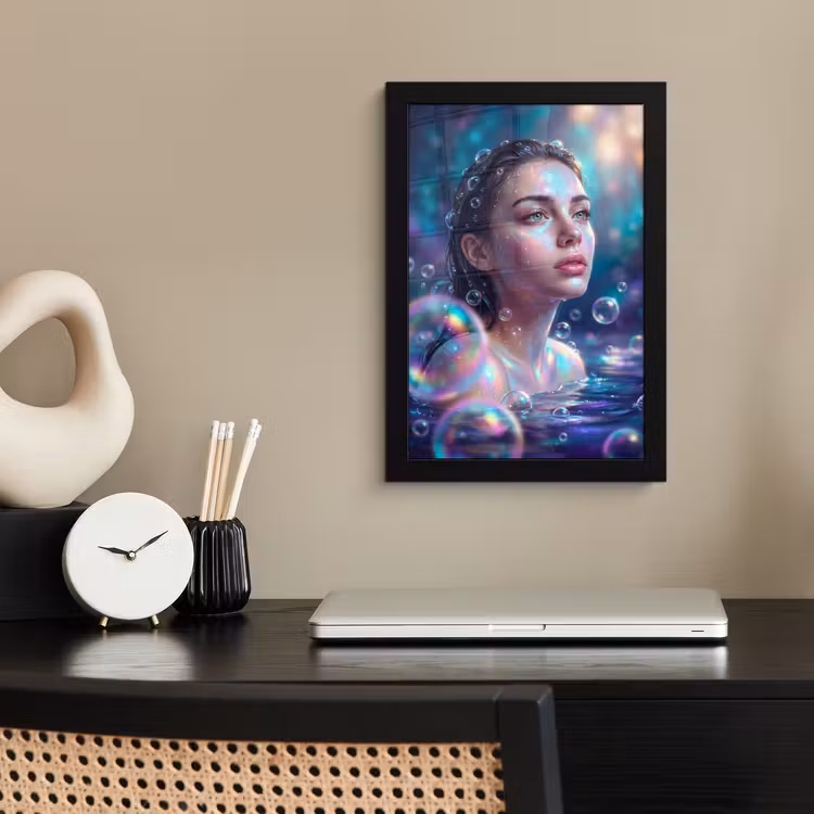 Vrouw - Water - Portret - Kleurrijk - Modern fotolijst zwart zonder passe partout klein -sfeer1