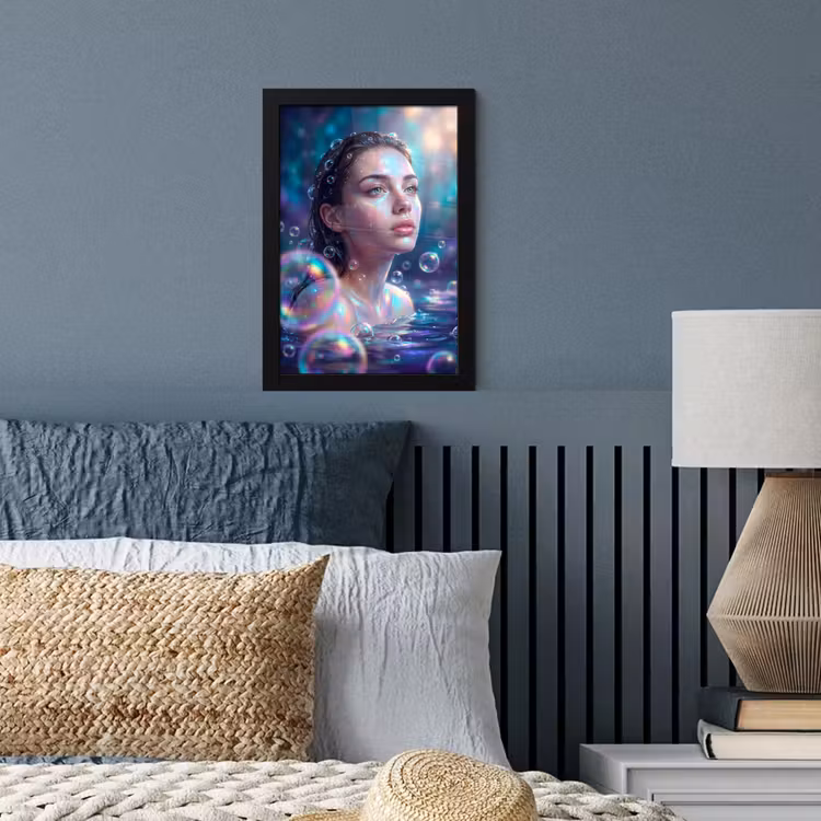 Vrouw - Water - Portret - Kleurrijk - Modern fotolijst zwart zonder passe partout klein -sfeer3