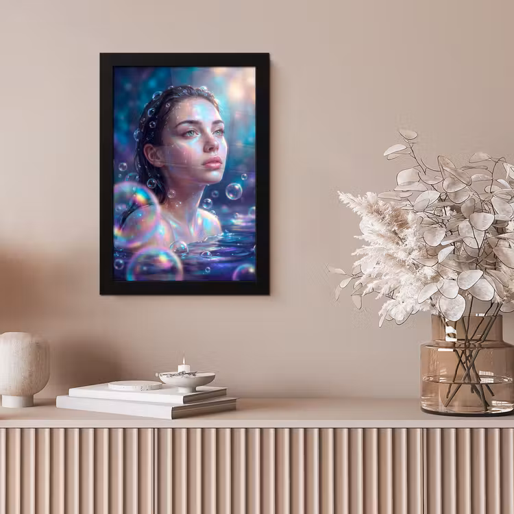 Vrouw - Water - Portret - Kleurrijk - Modern fotolijst zwart zonder passe partout klein -sfeer5