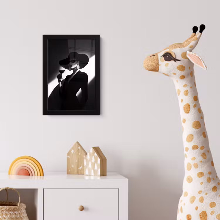Vrouw - Wijn - Chic fotolijst zwart zonder passe partout klein -usfeer4_kinderkamer