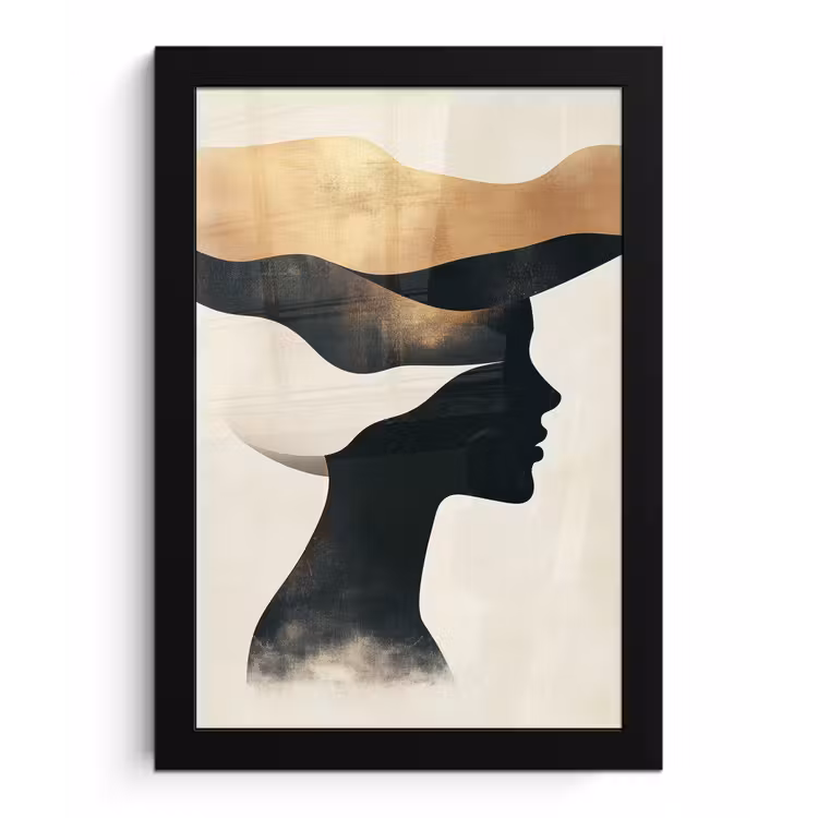 Vrouw - Golven - Zwart fotolijst zwart zonder passe partout klein -3d