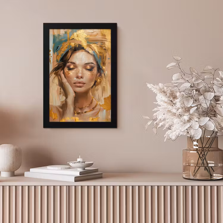 Vrouwen - Portret - Luxe - Goud fotolijst zwart zonder passe partout klein -sfeer5