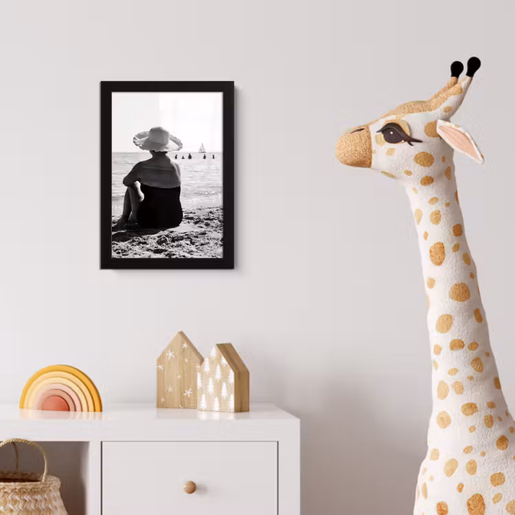 Vrouwen - Zonnehoed - Strand - Zwart - Wit fotolijst zwart zonder passe partout klein -usfeer4_kinderkamer
