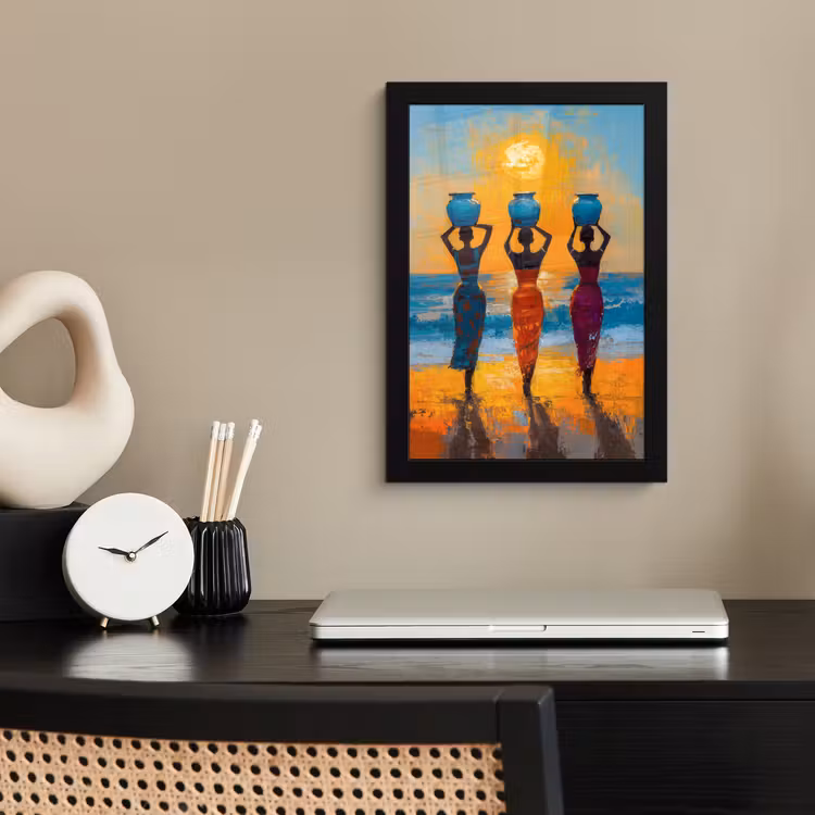 Vrouwen - Strand - Zondsondergang fotolijst zwart zonder passe partout klein -sfeer1