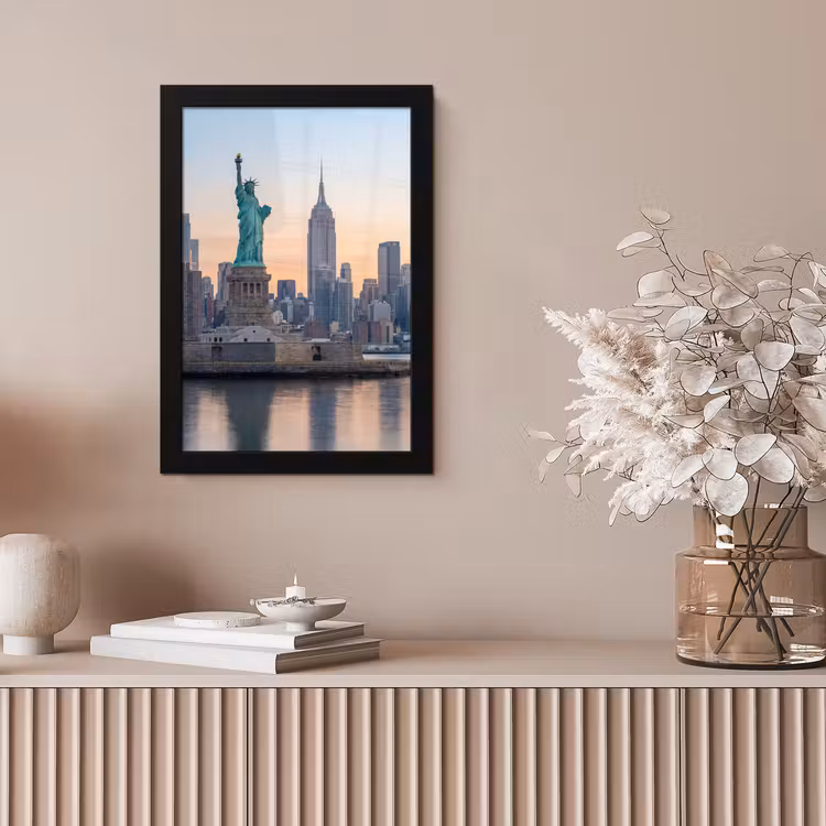 Vrijheidsbeeld - New York - Zonsopgang - Stad - Architectuur fotolijst zwart zonder passe partout klein -sfeer5