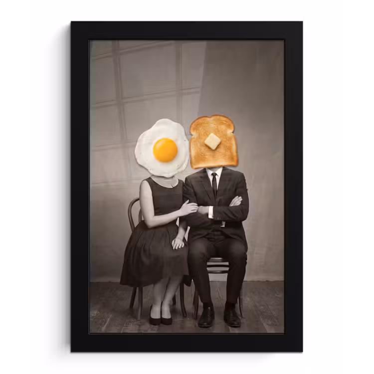 Ontbijt - Koppel - Ei - Brood fotolijst zwart zonder passe partout klein -3d