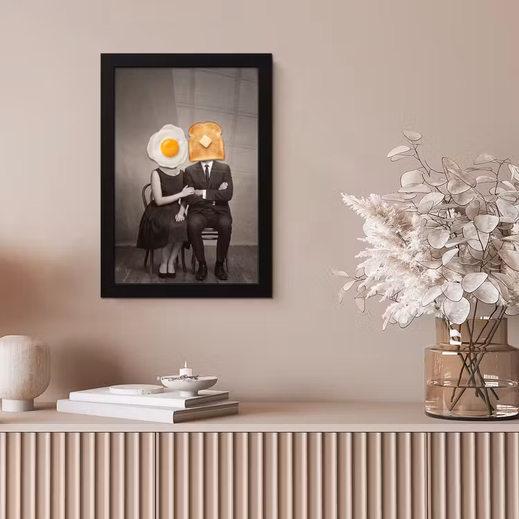 Ontbijt - Koppel - Ei - Brood fotolijst zwart zonder passe partout klein -sfeer5
