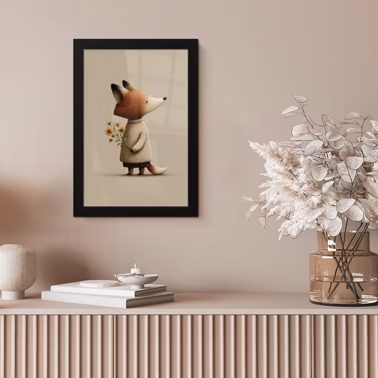 Vos - Gele bloemen - Minimalistisch fotolijst zwart zonder passe partout klein -sfeer5