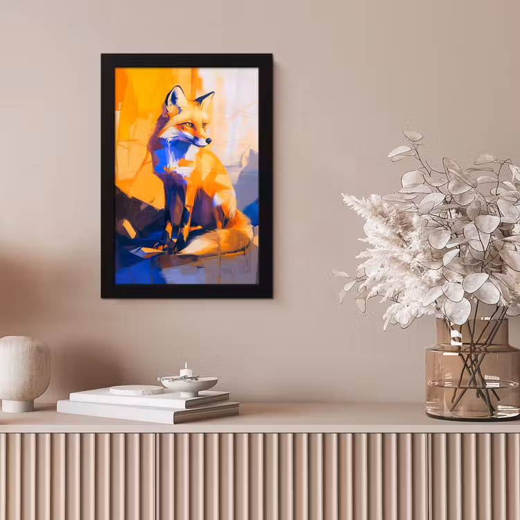Vos - Oranje - Vormen - Abstract fotolijst zwart zonder passe partout klein -sfeer5