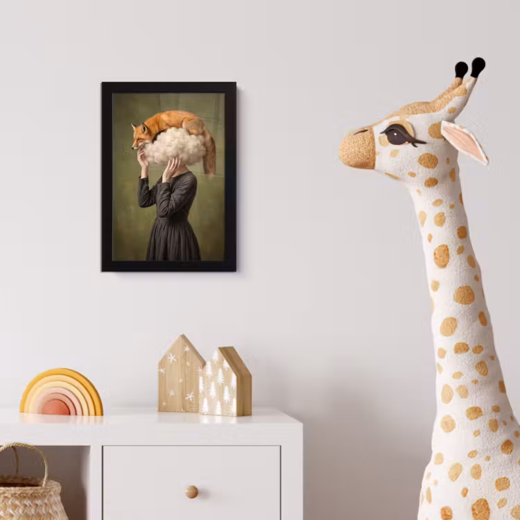Vos - Surrealistisch - Groen fotolijst zwart zonder passe partout klein -usfeer4_kinderkamer