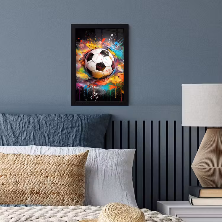 Voetbal - Verf - Kleuren - Zwart - Wit fotolijst zwart zonder passe partout klein -sfeer3