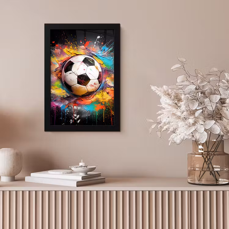 Voetbal - Verf - Kleuren - Zwart - Wit fotolijst zwart zonder passe partout klein -sfeer5