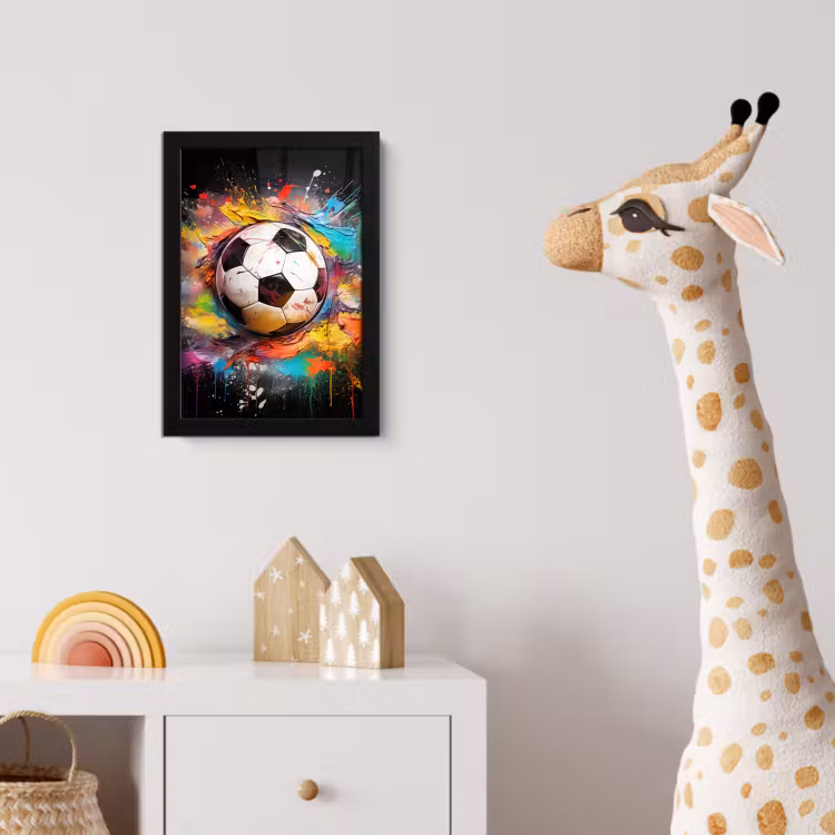 Voetbal - Verf - Kleuren - Zwart - Wit fotolijst zwart zonder passe partout klein -usfeer4_kinderkamer
