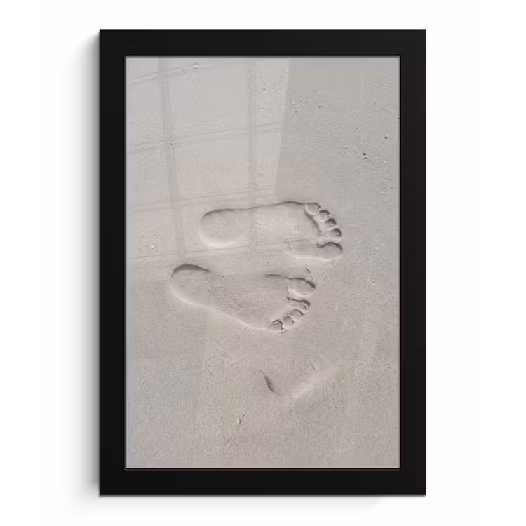 Voeten - Afdrukken - Zand fotolijst zwart zonder passe partout klein -3d