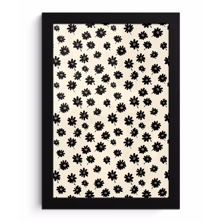 Madeliefjes - Grafisch - Zwart - Beige fotolijst zwart zonder passe partout klein 224 -3d