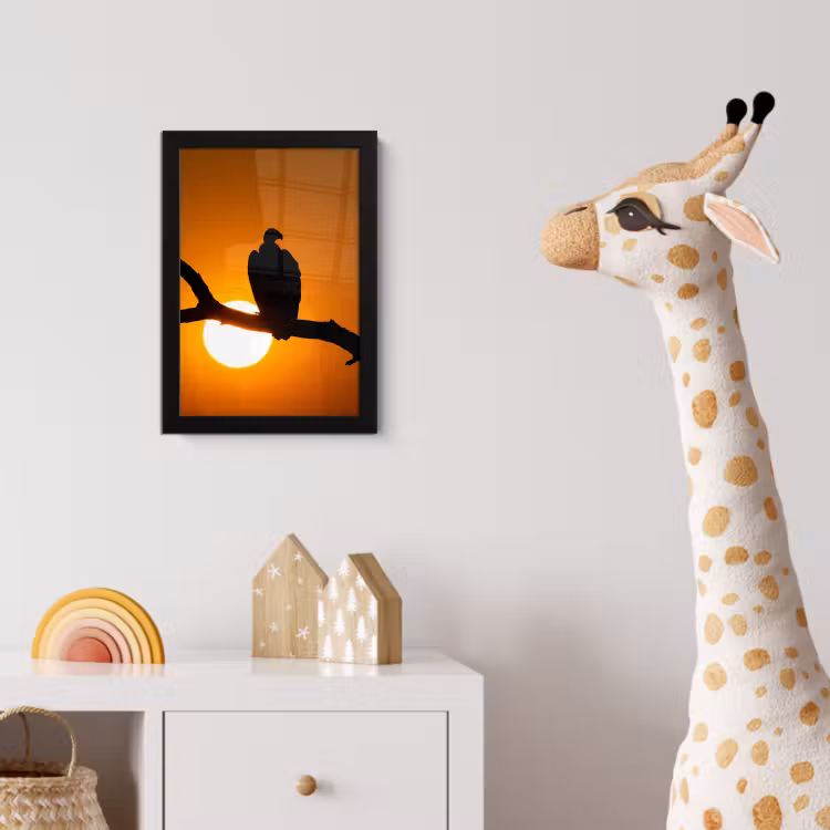 Gier - Tak - Zon - Oranje fotolijst zwart zonder passe partout klein -usfeer4_kinderkamer
