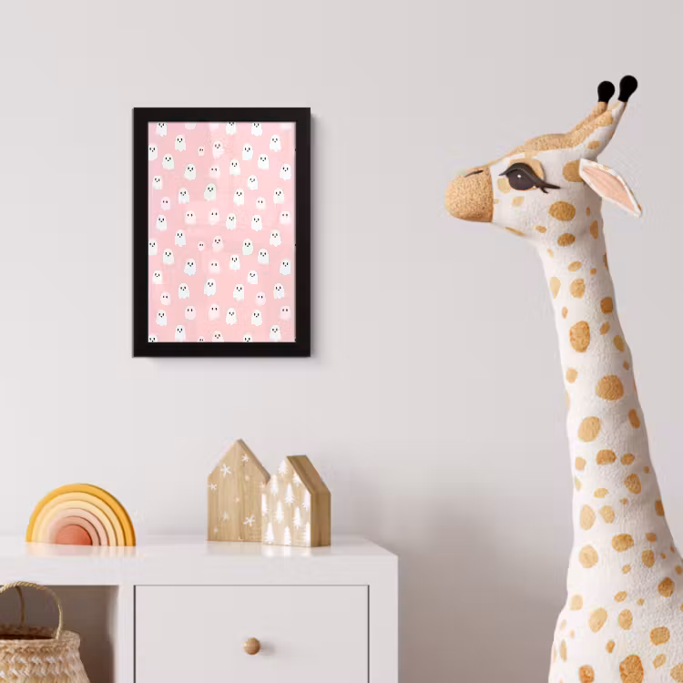 Spookjes - Patroon - Roze fotolijst zwart zonder passe partout klein 224 -usfeer4_kinderkamer