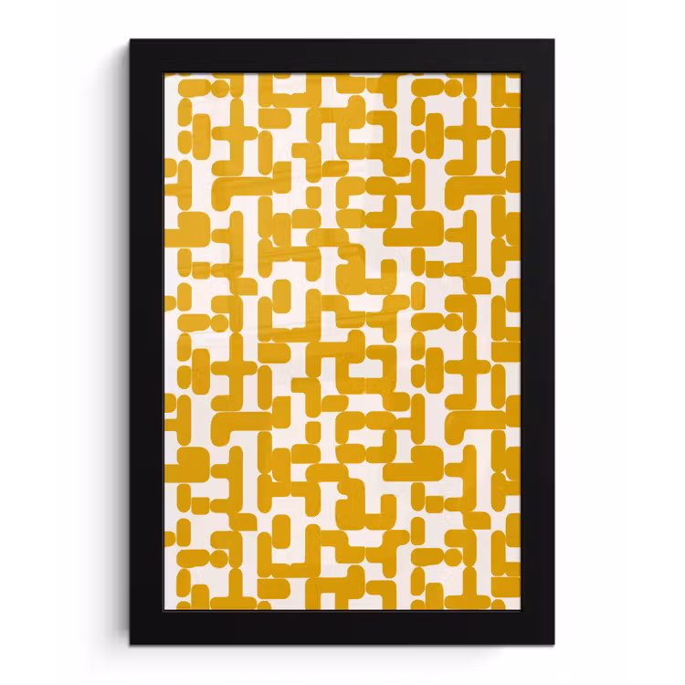 Geel - Beige - Patroon fotolijst zwart zonder passe partout klein 224 -3d