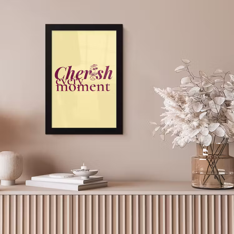 Cherish every moment - Cocktailglas - Geel fotolijst zwart zonder passe partout klein -sfeer5