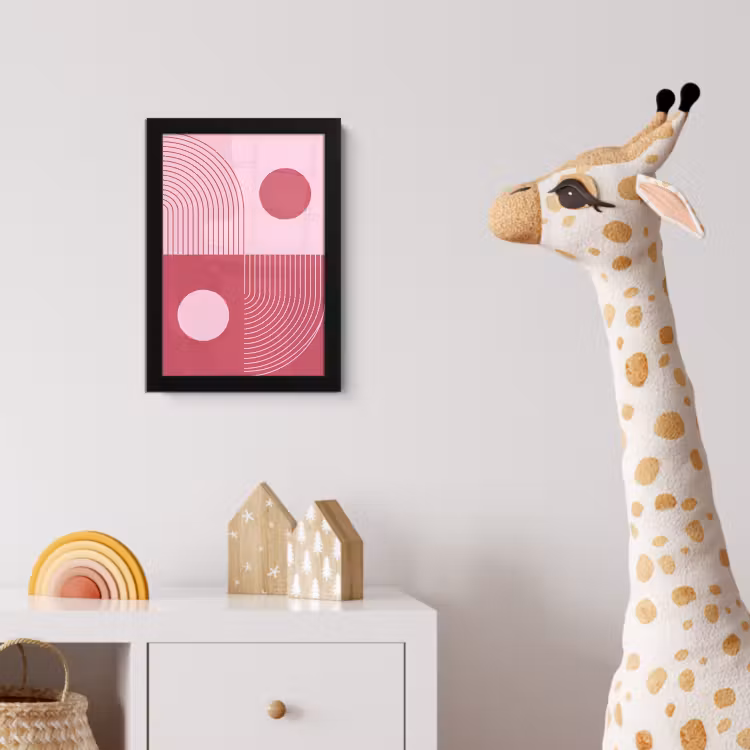 Geometrie - Patroon - Abstract - Roze - Modern fotolijst zwart zonder passe partout klein -usfeer4_kinderkamer