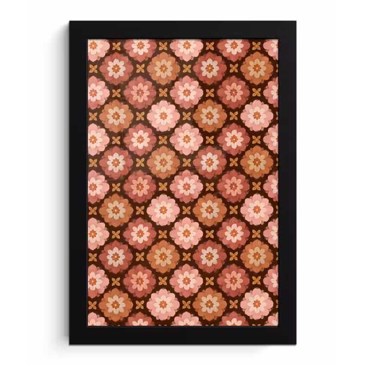 Geometrisch - Bloemen - Kleurrijk fotolijst zwart zonder passe partout klein 224 -3d