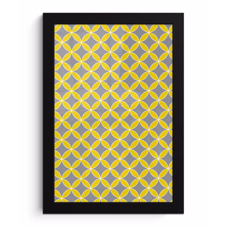 Geometrisch - Cirkels - Modern - Grijs - Geel fotolijst zwart zonder passe partout klein 224 -3d