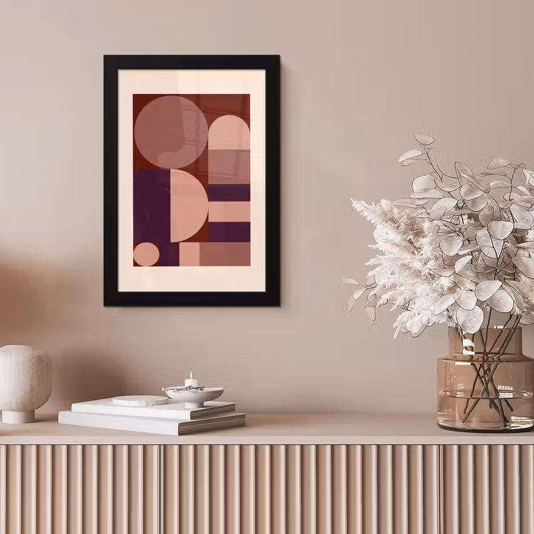 Geometrisch - Cirkels - Rood fotolijst zwart zonder passe partout klein -sfeer5
